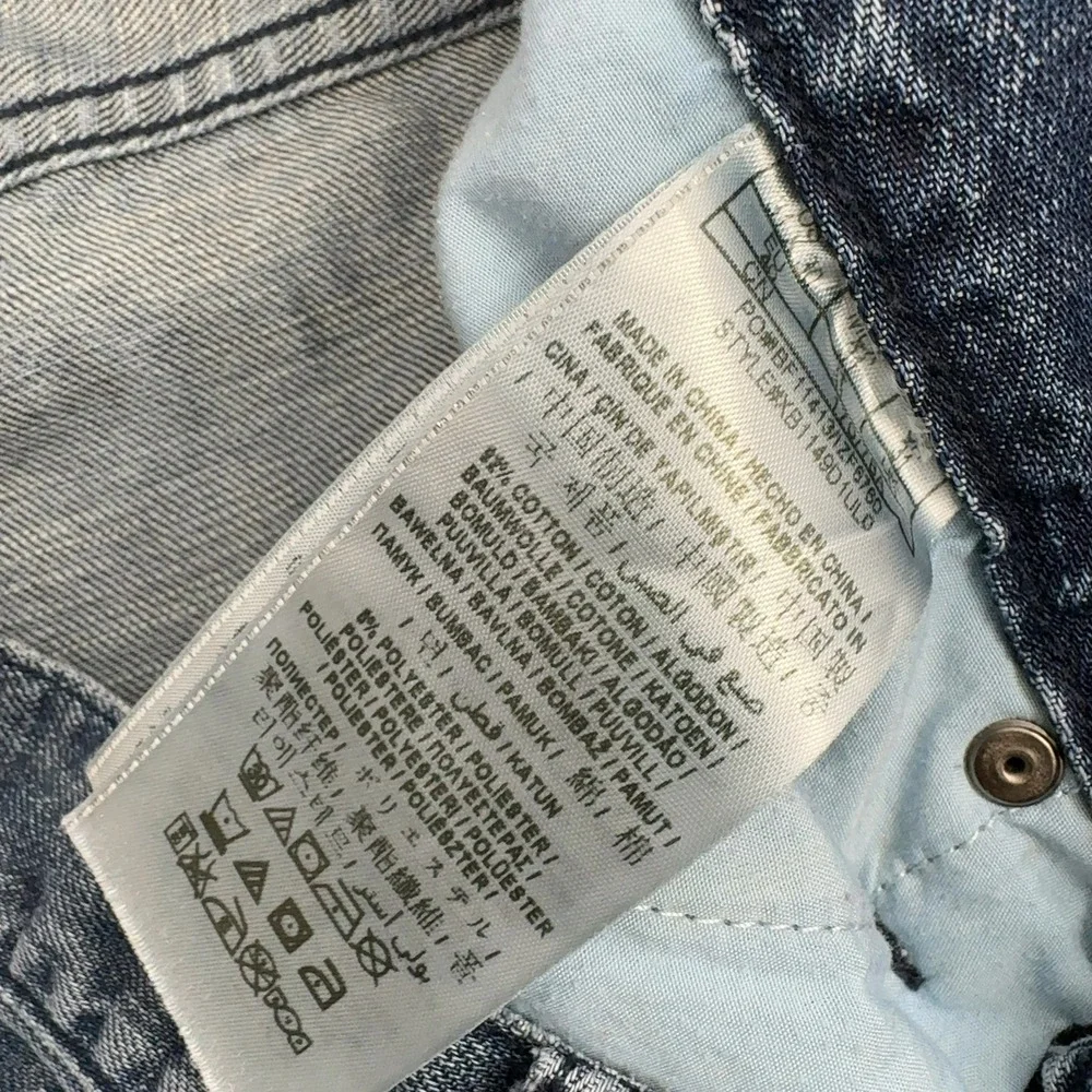 Guess Jeans Mens 31 Blue Cotton Polyester Regular Straight Crescent‎ Fit Casual